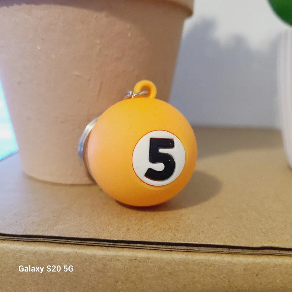 Billiard Ball Number‎ 5 Keychain Orange Fun Novelty Accessory Collectible Unisex